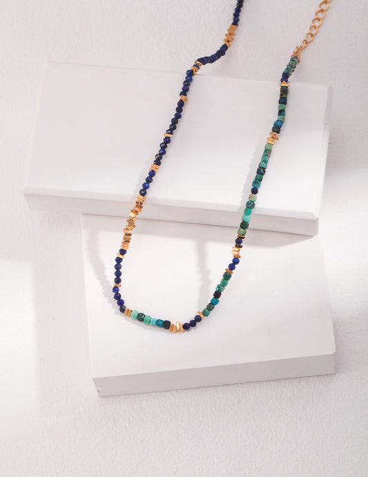 Lapis Lazuli Silver Beads Necklace