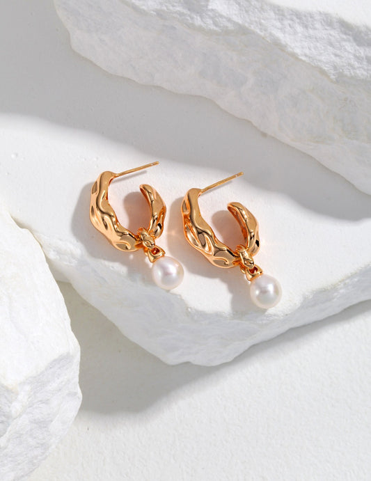 Silk Scarf Pearl Earrings